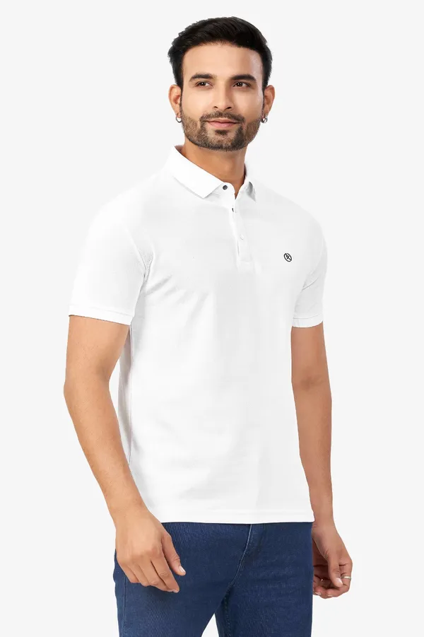 White_Plain_Collar_Half_Sleeve_Sinker_Premium_&_Elegant_Casual_&_Sports_Wear_T-Shirt_For_Men