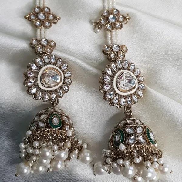 Green_Elegant_Design_Back_Chain_Jhumki_For_Women