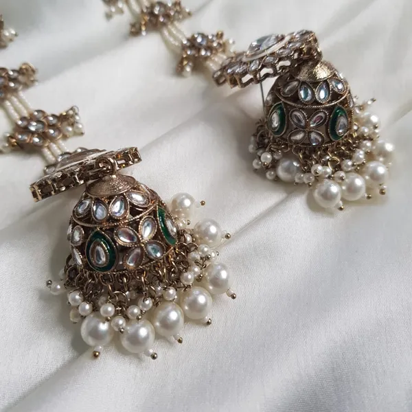 Green_Elegant_Design_Back_Chain_Jhumki_For_Women