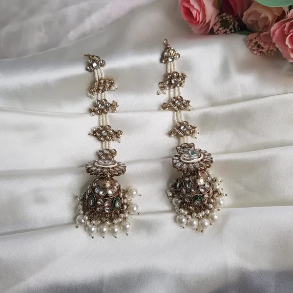 Green_Elegant_Design_Back_Chain_Jhumki_For_Women