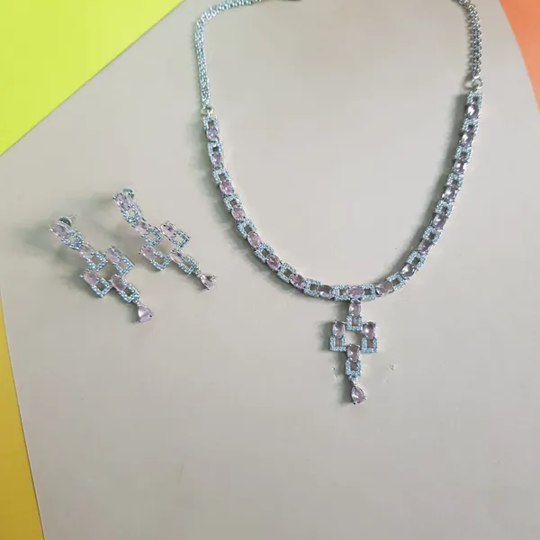 Pink_Elegant_Design_Cubic_AD_Necklace_Set_For_Women
