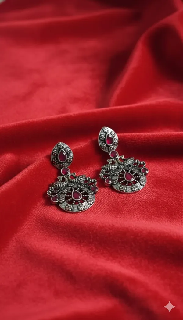 Oxidised_Red_Stone_Earing