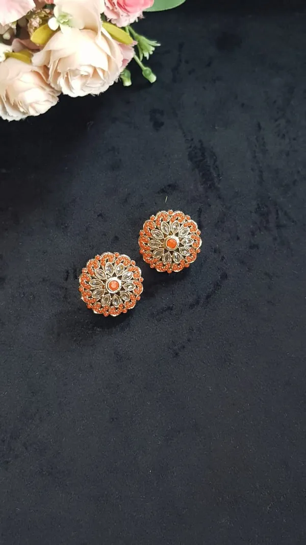 Orange_Polki_Studs
