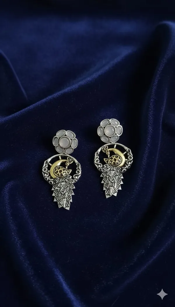 Oxidised_Peacock_Gray_Stones_Earing