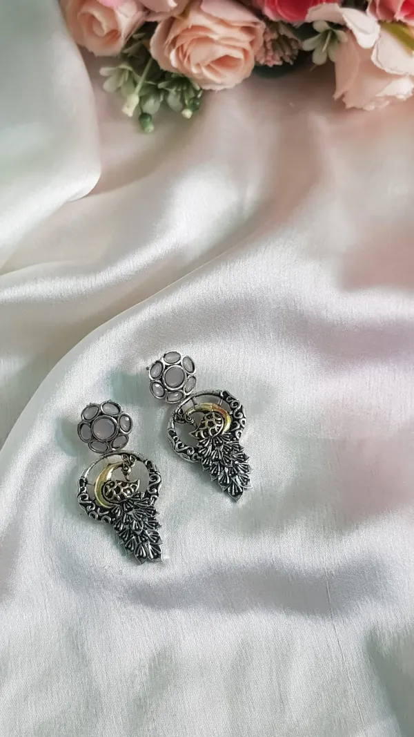 Oxidised_Peacock_Gray_Stones_Earing