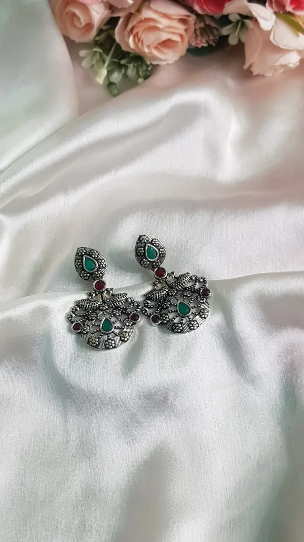 Oxidised_Multi_Stones_Earings