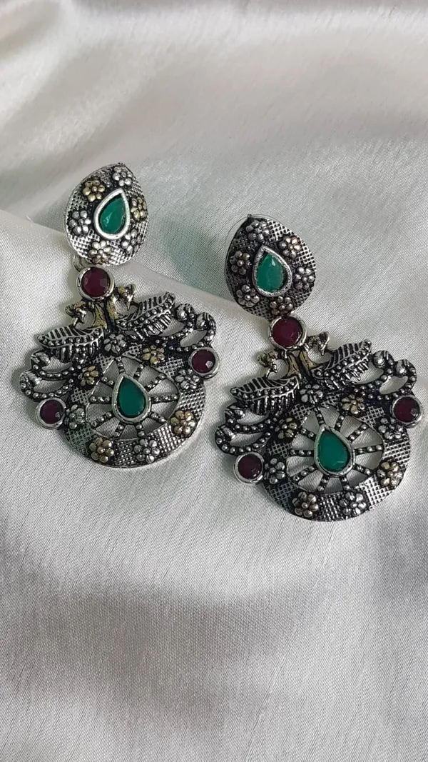 Oxidised_Multi_Stones_Earings