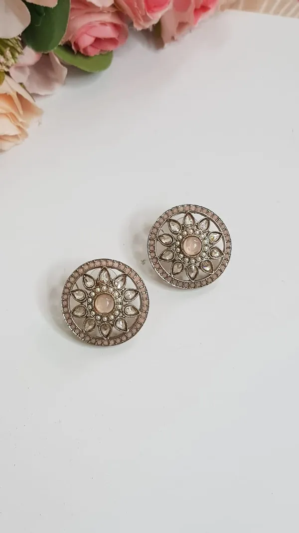 Peach_Round_Polki_Studs