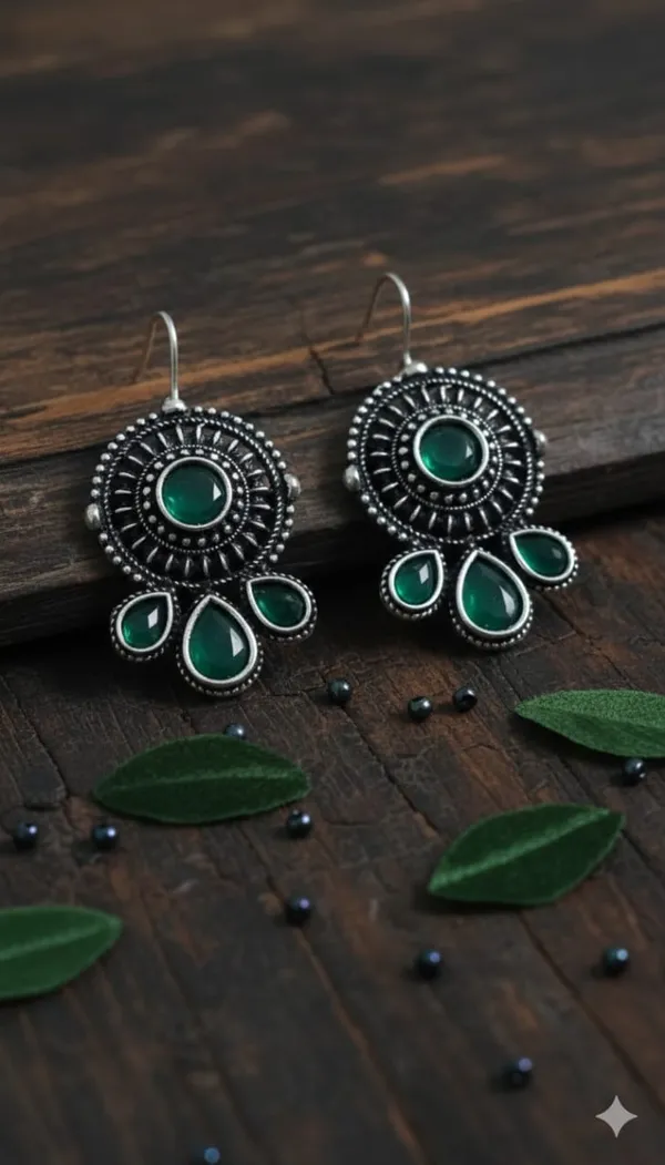 Oxidised_Green_Drop_Earings