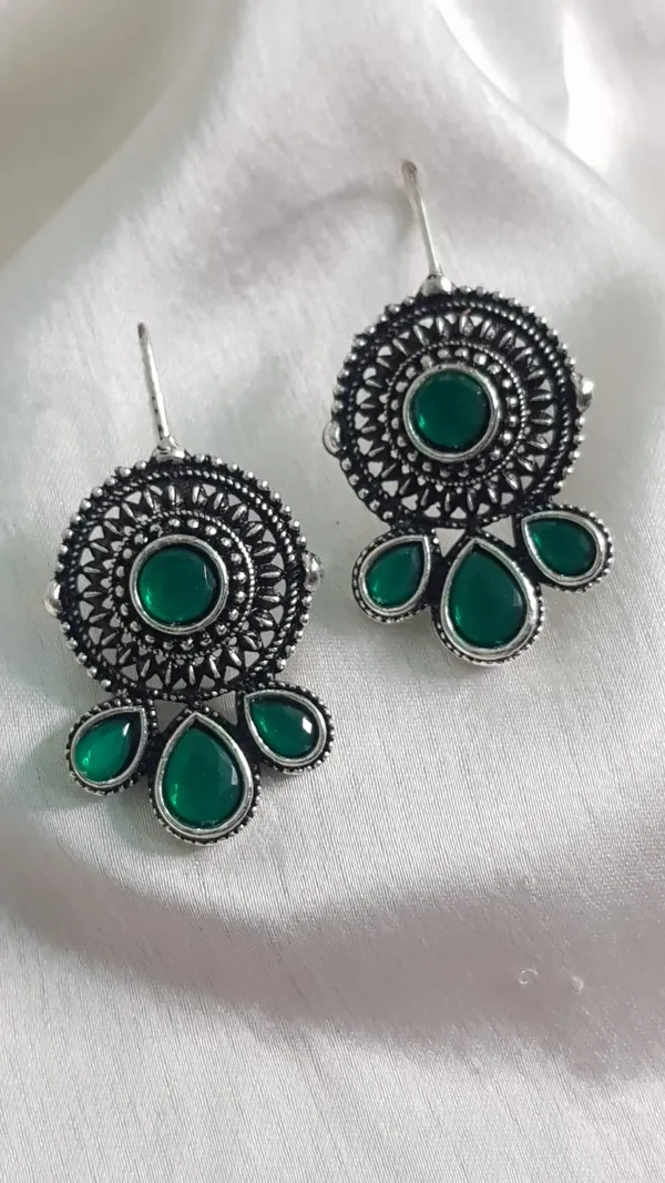 Oxidised_Green_Drop_Earings