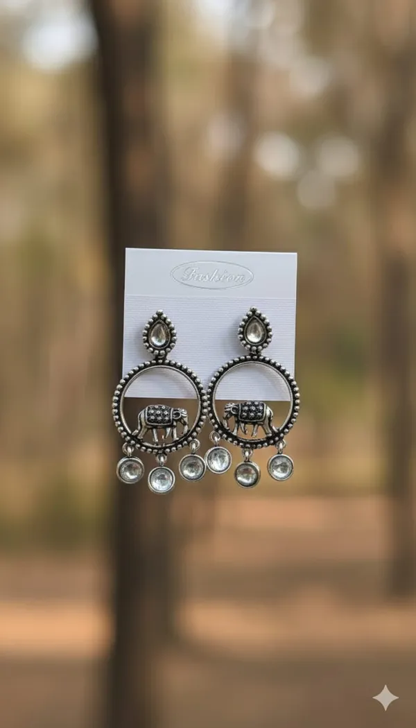 Oxidised_Silver_Elephant_Earings
