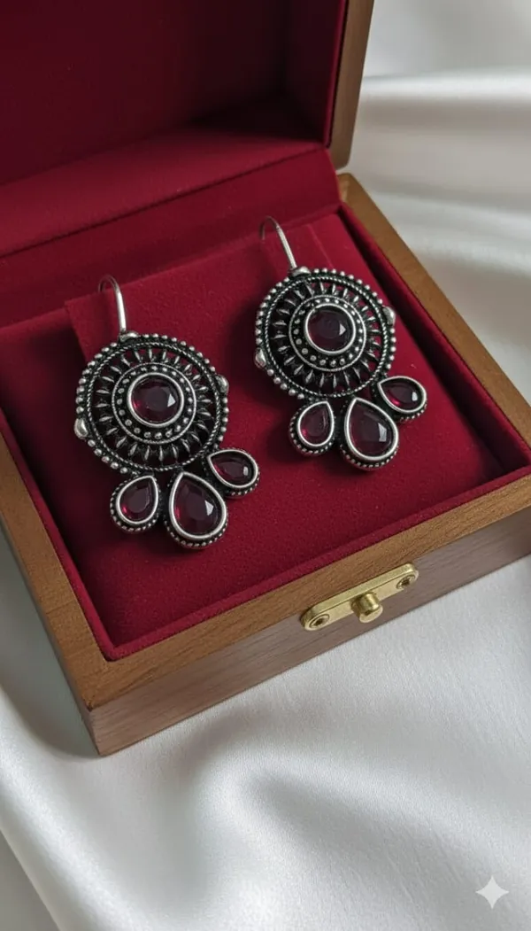 Oxodised_Red_Drop_Earing