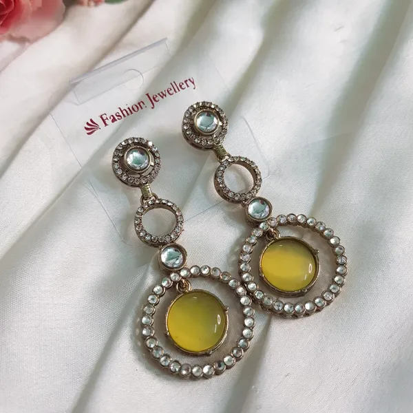 Yellow_Elegant_Design_Stones_Earrings_For_Women