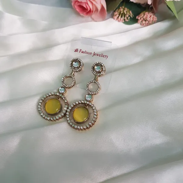 Yellow_Elegant_Design_Stones_Earrings_For_Women
