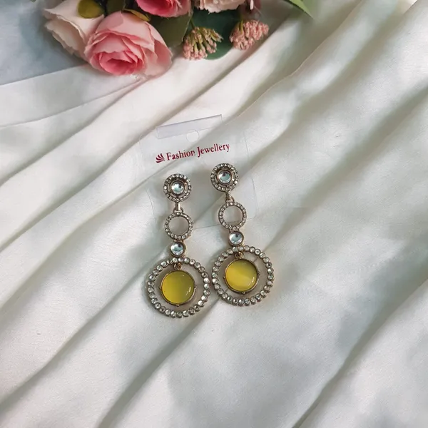 Yellow_Elegant_Design_Stones_Earrings_For_Women