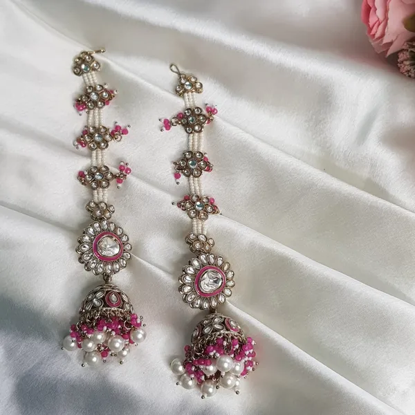 Pink_Elegant_Design_Back_Chain_Jhumki_For_Women