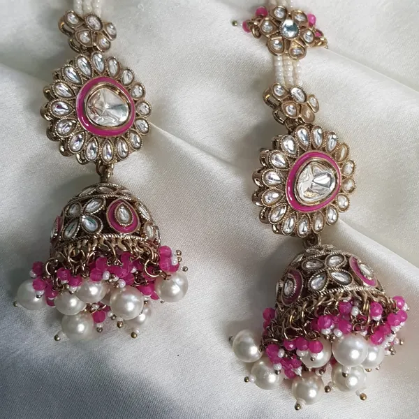 Pink_Elegant_Design_Back_Chain_Jhumki_For_Women
