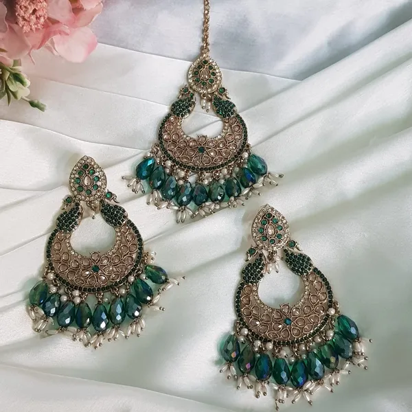 Green_Elegant_Design_Peacock_Maang_Tikka_Set_For_Women