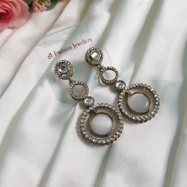 White_Elegant_Design_Stones_Earrings_For_Women