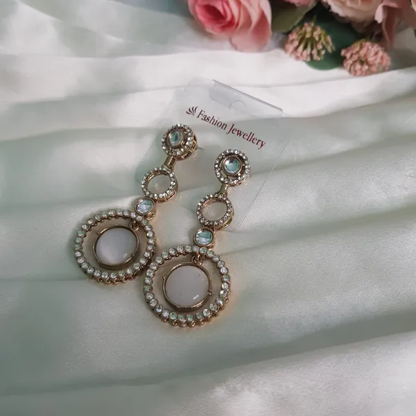 White_Elegant_Design_Stones_Earrings_For_Women
