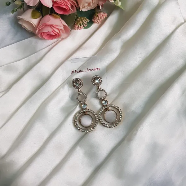White_Elegant_Design_Stones_Earrings_For_Women