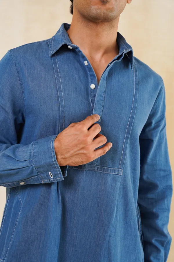 Blue_Denim_Short_Kurta_For_Men
