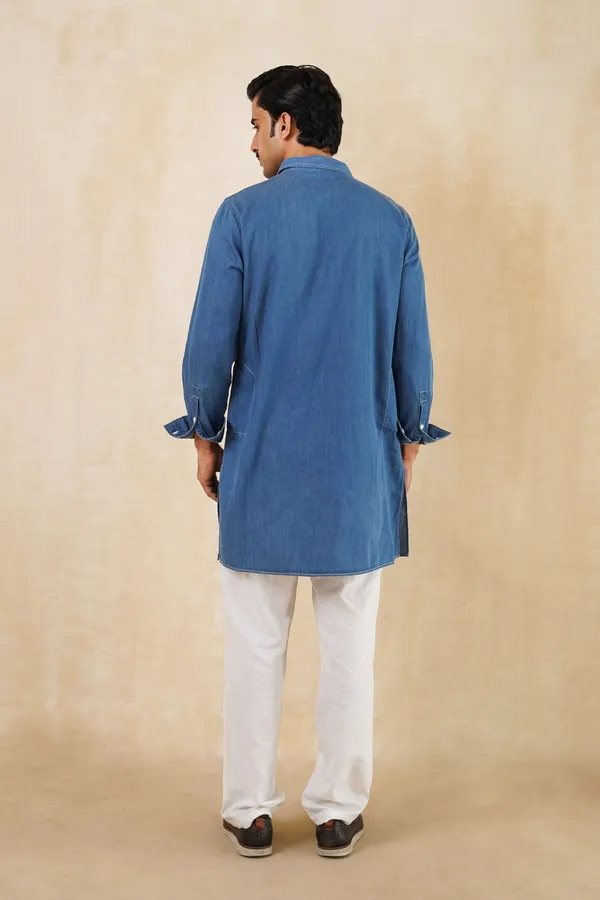 Blue_Denim_Short_Kurta_For_Men