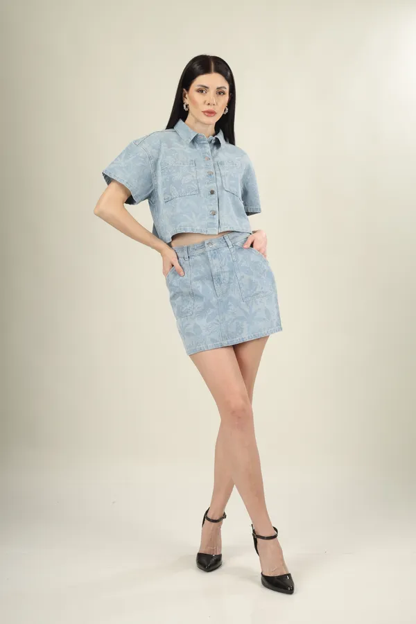 Light_Blue_Denim_Printed_Mini_Skirt_For_Women