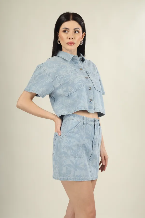 Light_Blue_Denim_Printed_Mini_Skirt_For_Women