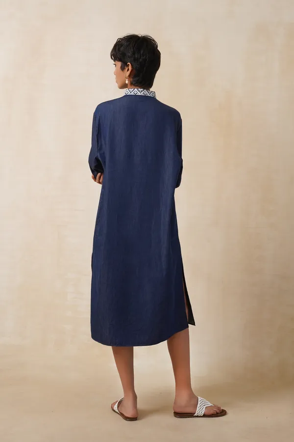 Dark_Blue_Denim_Long_Embroidery_Kurta_For_Women