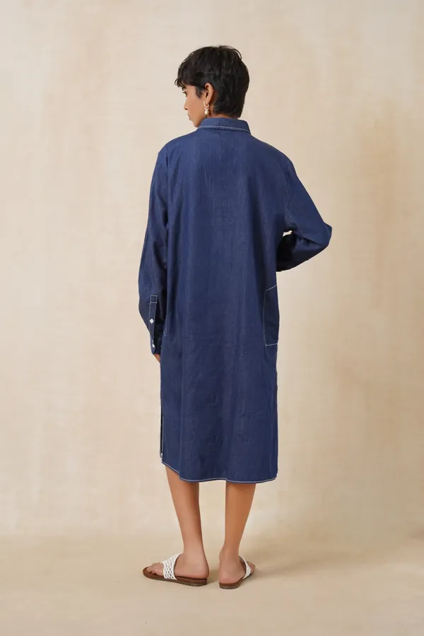 Dark_Blue_Denim_Long_Kurta_For_Women