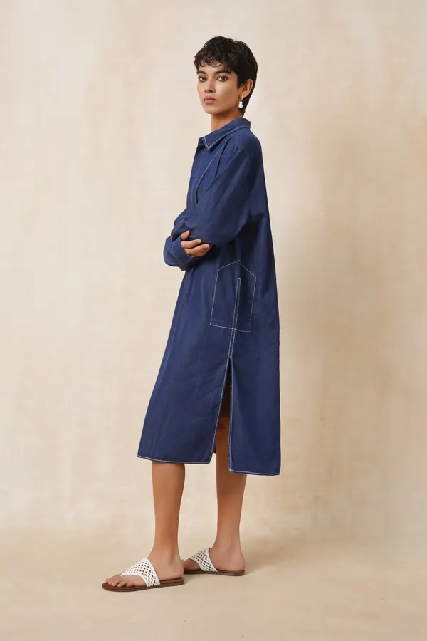 Dark_Blue_Denim_Long_Kurta_For_Women