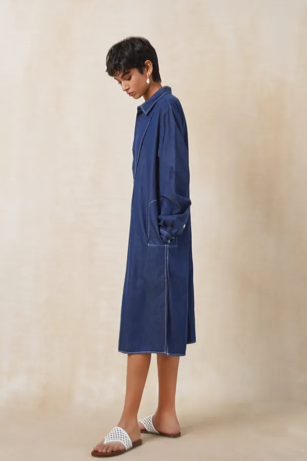 Dark_Blue_Denim_Long_Kurta_For_Women