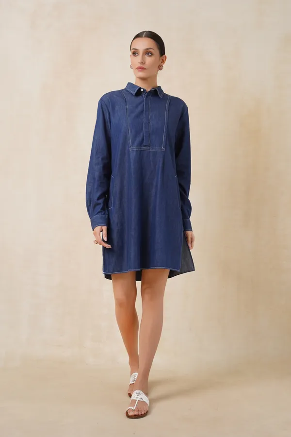 Dark_Blue_Denim_Short_Kurta_For_Women