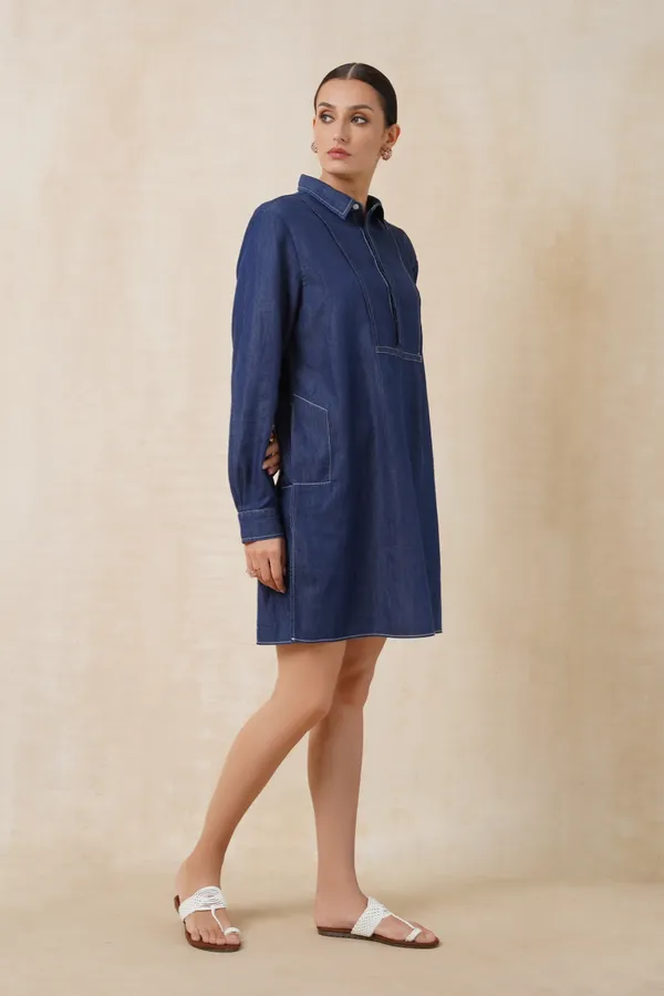 Dark_Blue_Denim_Short_Kurta_For_Women
