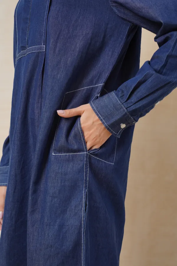 Dark_Blue_Denim_Short_Kurta_For_Women
