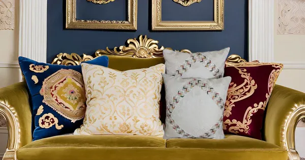 Multicolour_Elegant_Handmade_Brocade_Pillow_Covers_|_Diamond-Shaped_Self-Printed_Design_With_Multicolor_Lace_|_Luxurious_Decorative_Cushion_Covers_For_Sofa,_Bed_&_Home_Decor,_pack_of_2
