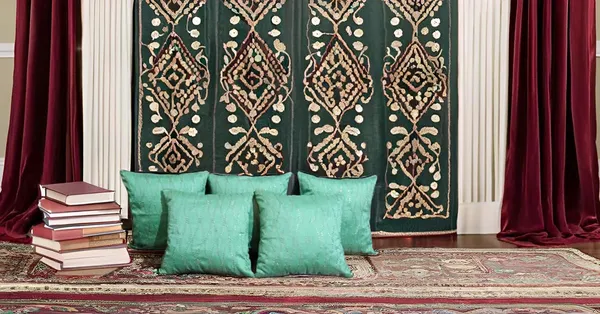 Pack_Of_5_Green_Embroidered_Sequence_Silk_Cotton_Cushion_Cover