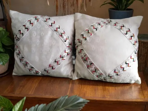 White_Handmade_White_Banarsi_Brocade_&_Multicolor_Lace_Cushion_Covers_-_Elegant_Home_Decor_With_Convenient_Zipper_Closure_(Pack_Of_2)