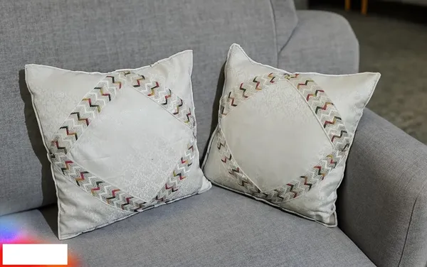 White_Handmade_White_Banarsi_Brocade_&_Multicolor_Lace_Cushion_Covers_-_Elegant_Home_Decor_With_Convenient_Zipper_Closure_(Pack_Of_2)