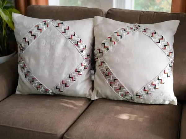 White_Handmade_White_Banarsi_Brocade_&_Multicolor_Lace_Cushion_Covers_-_Elegant_Home_Decor_With_Convenient_Zipper_Closure_(Pack_Of_2)