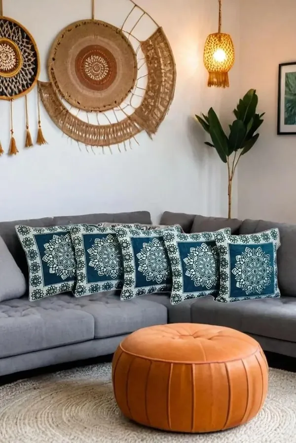 Pack_Of_5_Turquoise_Cozy_Comfort:_Luxurious_Cushion_Covers_For_Stylish_Home_Decor,_Shenil_Cushion_Covers_With_Zip_Closure_In_Floral_Turquoise_Cream