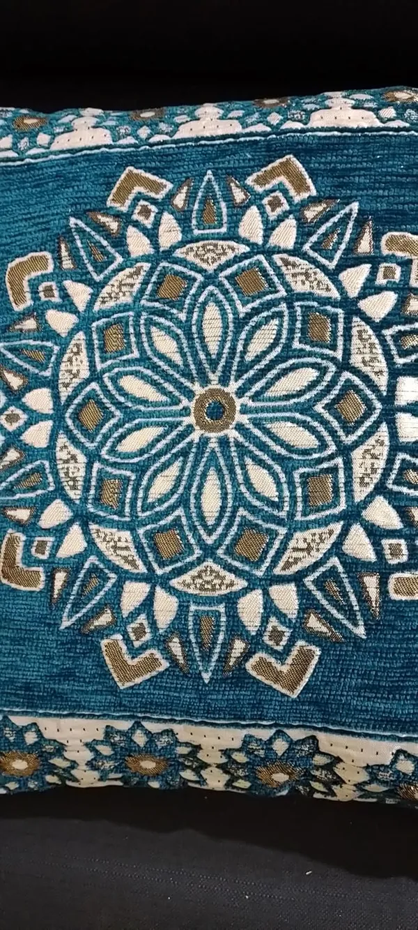 Pack_Of_5_Turquoise_Cozy_Comfort:_Luxurious_Cushion_Covers_For_Stylish_Home_Decor,_Shenil_Cushion_Covers_With_Zip_Closure_In_Floral_Turquoise_Cream