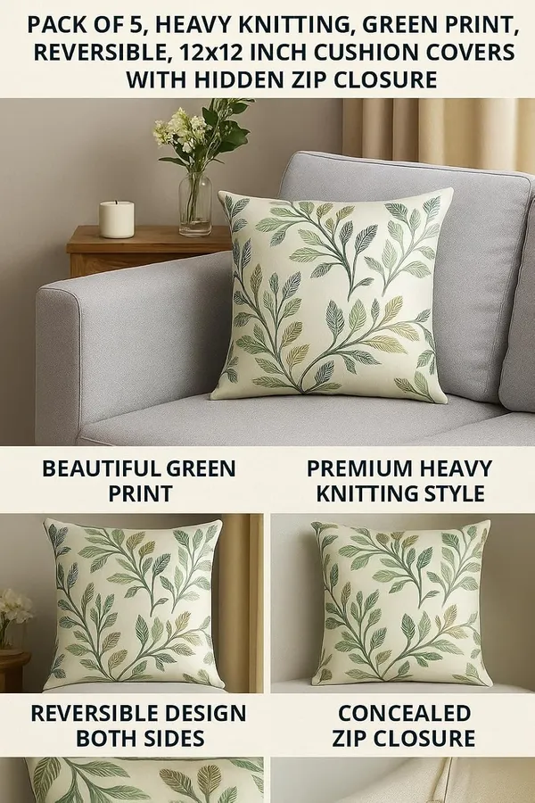 Green_Heavy_Knitting_Leaf_Print_Reversible_Cushion_Covers_,_Hidden_Zip_Closure,_Designer_Sofa_Decor_Pillow_Covers_(Pack_Of_5)