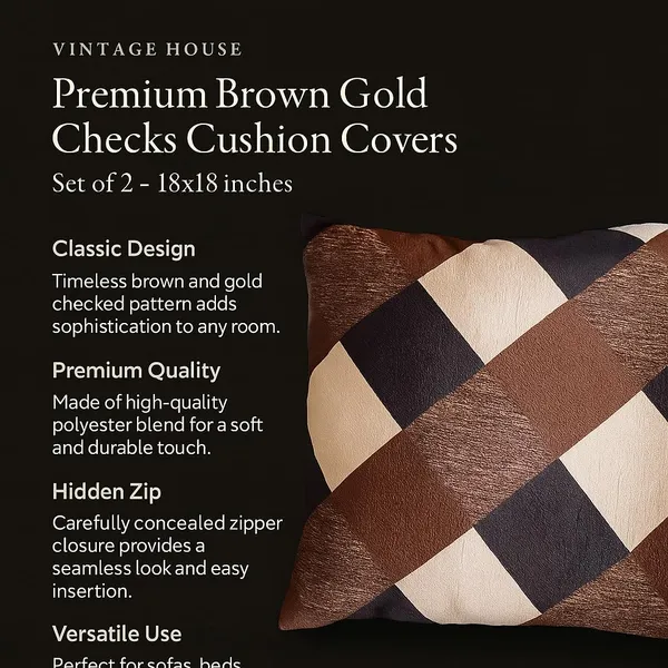 Brown_&_Gold_Checks_Cushion_Covers_Decorative_Throw_Pillow_Cases_For_Sofa,_Couch_&_Bed_Premium_With_Hidden_Zip_Closure_For_Living_Room_&_Bedroom_Decor_(Pack_Of_5)