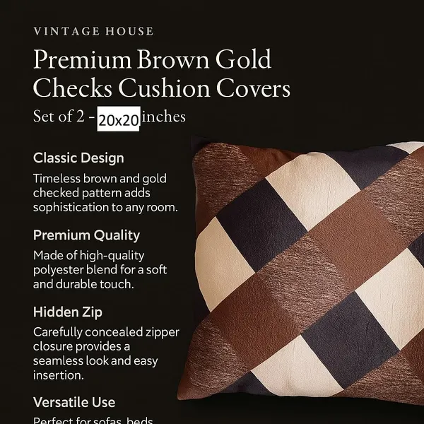 Brown_&_Gold_Checks_Cushion_Covers_Decorative_Throw_Pillow_Cases_For_Sofa,_Couch_&_Bed_Premium_With_Hidden_Zip_Closure_For_Living_Room_&_Bedroom_Decor_(Pack_Of_5)