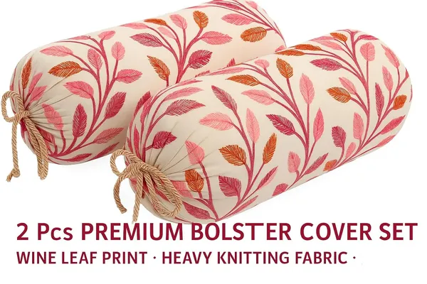 Pack_Of_2_Wine_Bolster_Cover_Set_Heavy_Knitting_Masand_Pillow_Covers_|_Wine_Leaf_Print_Bolster_Cushion_Covers_For_Diwan_&_Sofa_|_Premium_Roll_Pillow_Covers_For_Bedroom_&_Living_Room