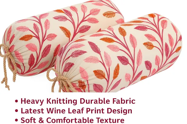 Pack_Of_2_Wine_Bolster_Cover_Set_Heavy_Knitting_Masand_Pillow_Covers_|_Wine_Leaf_Print_Bolster_Cushion_Covers_For_Diwan_&_Sofa_|_Premium_Roll_Pillow_Covers_For_Bedroom_&_Living_Room