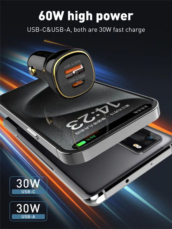 60W_Fast_Car_Charger_USB-C_+_USB-A_|_Dual_Port_30W_PD_Fast_Charging_|_Metal_Ring_Premium_Design_|_Smart_IC_Protection_|_Universal_Car_Charger_for_iPhone,_Android,_Tablets_&_More