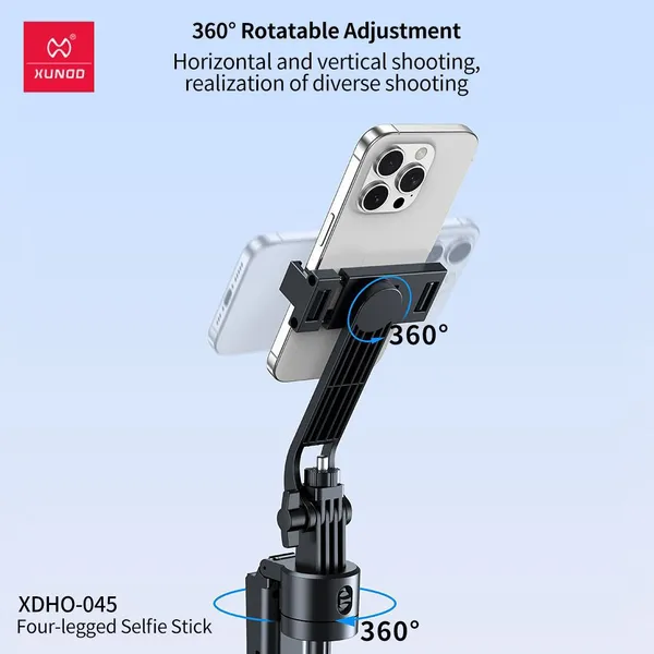 AK_PREMIUM_Auto_Tracking_Four-Legged_Selfie_Stick_Tripod_with_360°_Rotation,_Intelligent_Face_Tracking,_Detachable_Remote_&_1/4”_Screw_–_For_Smartphones,_Action_Cameras_&_Vlogging